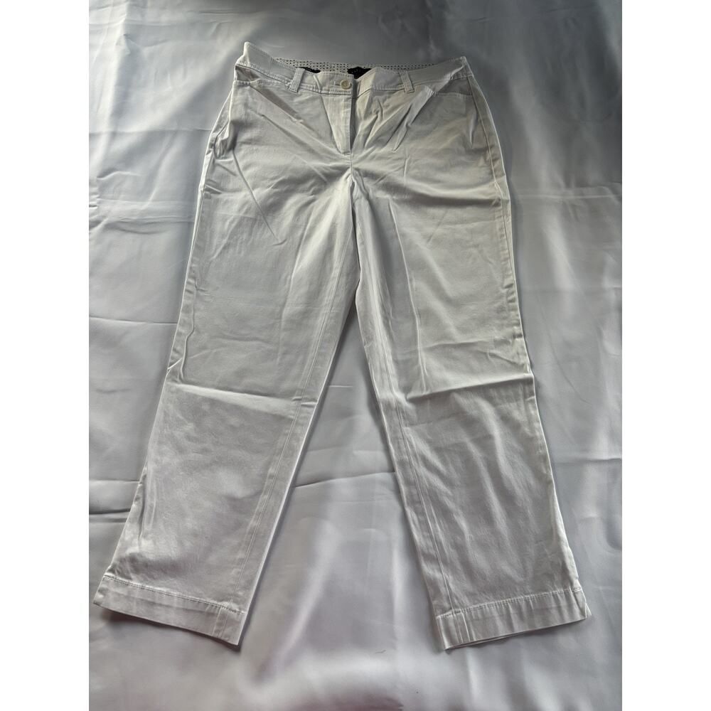 Talbots Womens Pants White Size 6 The Perfect Crop Pant Cotton Blend Minimalist